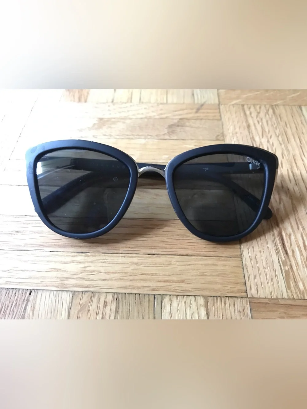 Quay black cat eye sunglasses- My Girl, black lenses/ black matte rim oversized